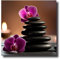 LZIMU Zen Leinwand Bilder lila Orchidee Blumen und Kerzensteinbild Drucke Spa Gemälde Meditationskunstwerk für Badezimmer Yoga Raumdekoration Gerahmt (Bild-1, (30.00 x 30.00 cms))