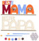 UTEFIF Holzbuchstaben Bastelset PAPA and MAMA Bilderrahmen, Geschenkideen für MAMA PAPA, Papa Mama Geschenk Geburtstag Weihnachten, Holzbuchstaben Bastelset mit Pinsel