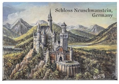 VALDEIG Schloss Neuschwanstein - Kühlschrank Magnet - Kühlschrankmagnet Souvenir Deutschland Germany Ideal als Bayern Souvenir, Magnete für Kinder, Kühlschrankmagnete Geschenk für Magnetkühlschrank, M