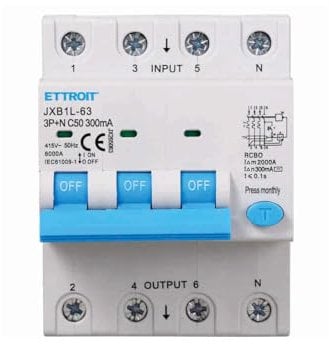 ZOREI Interruttore Magnetotermico Differenziale, 3P+N 6KA 380V, Occupa 4 Moduli DIN, 30mA o 300mA, Disponibili 10A 16A 20A 25A 32A 40A 50A 63A (300mA 50A)