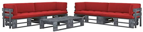 DYRJDJWIDHW europaletten,gartenmöbel Set,palettenkissen,6-TLG. Paletten-Lounge-Set mit Kissen Grau Kiefer ImprägniertGeeignet für Garten, Swimmingpool, Wohnzimmer, Terrasse