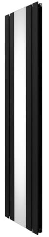 Flat Panel Radiator with Mirror 1800mm x 425mm Modern Designer Double Column Vertical Heater Matt Black Carbon Steel Wall Mounted Kitchen Living Room Cleaning Brush Fixing Kit & Brackets