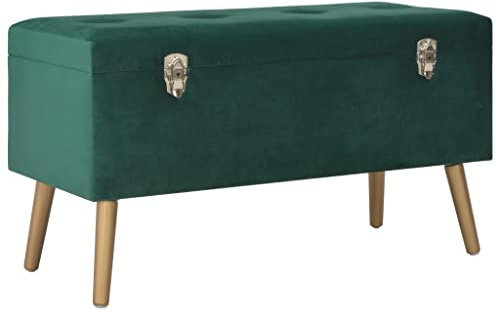 KTHLBRH Sitzbank Stauraum Hocker mit Stauraum Sitztruhe Bank mit Staufach 80 cm Grün Samt