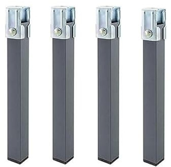 Duérmete Online Juego de 4 Patas cuadradas con Abrazadera para Somier de 30x30mm, Altura 27cm, Gris, 27 cm