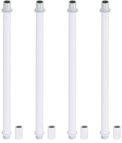 PATIKIL Gerades Rohr-Lampen-Stiel-Set, Lampenstiel 4 Stück M10 Kohlenstoffstahl 200mm (7,87) lang Doppelseitiges Gewinderohr mit Kupplungsmutterhülse für Kronleuchter, Weiß