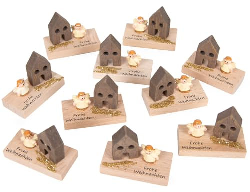 Logbuch-Verlag 8 kleine Geschenke zu Weihnachten Engel Figur Holz Schutzengel Give-Away Weihnachtsfeier 5 x 4 x 3 cm