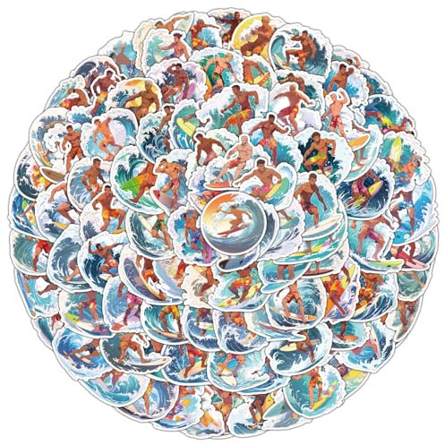 ITOMUFD Surfer Sticker Set Aufkleber Jugendliche Erwachsene 100 Stück Sommer-Strand-Wasserfeste Vinyl Decals Auto Motorräder Fahrrad Skateboard Snowboard Gepäck Laptop Koffer Helm Motorrad Computer