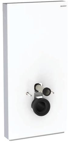 Geberit Monolith PLUS Sanitärmodul für Wand-WC, 101cm, Wasseranschluss seitlich, mit Anschlussstutzen, Farbe: Glas weiß/Aluminium