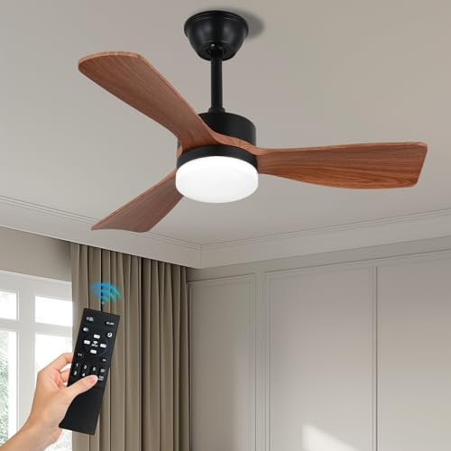diisunbihuo Ceiling Fans with Lights and Remote,36 Inch Low Profile Ceiling Fan with Light Flush Mount, Dimmable Noiseless Reversible DC Motor Wood Fan for Dinning Room Bedroom Hallway
