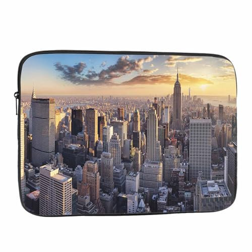 Nicokee Laptop-Hülle für Laptops mit 39,1 cm (15,4 Zoll) und 39,6 cm (15,6 Zoll), USA Manhattan Cityscape Skyline New York Schutzhülle aus Polyester, Laptophülle, Aktentasche, Tablet, Reisehülle