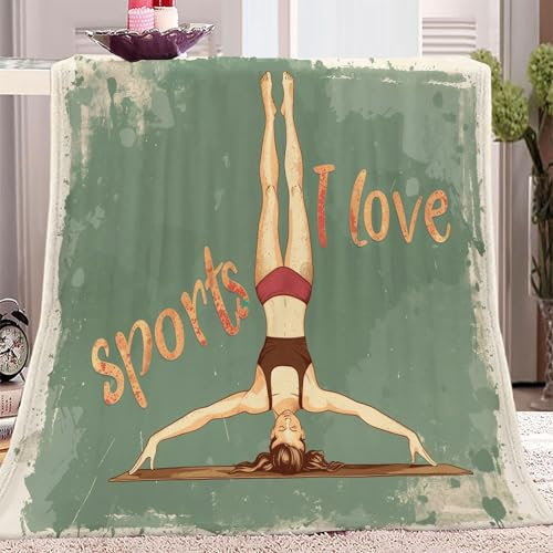 Kuscheldecke Sport Yoga-Posen Bunt, Warm Flauschige Flanell Kuscheldecken Für All Seasons, Weiche Warme Drucken Decke als Schlafdecke Tagesdecke oder Sofadecke 100 x 130 cm