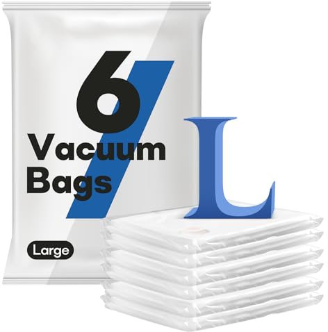 Lot de 6 sacs sous vide pour vêtements Grand (80 x 60 cm) Sac de rangement peu encombrants, Pour vêtements et rangement quotidien, Réutilisable sac sous vide vetement aspirateur