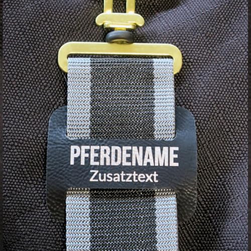 Deckenlabel für Pferdedecke Beschriftung Individuell (Schwarz)