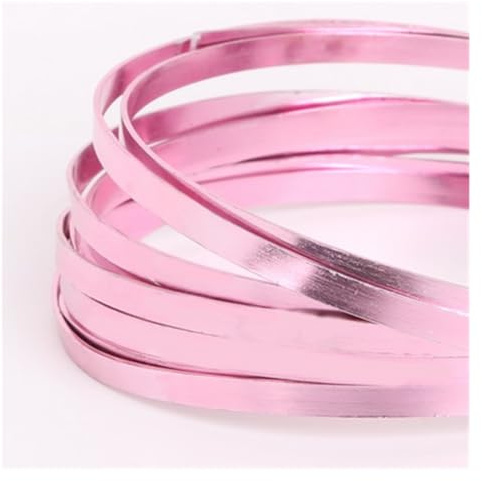 OZLCUA Aluminium-Basteldraht 1/1,5/2/2,5/5 mm weicher rosa Aluminiumdraht Perlenschnur Draht for Armband Halskette Schmuckherstellung DIY Schmuckzubehör Bonsai Draht(Width 5mm 3Meter)
