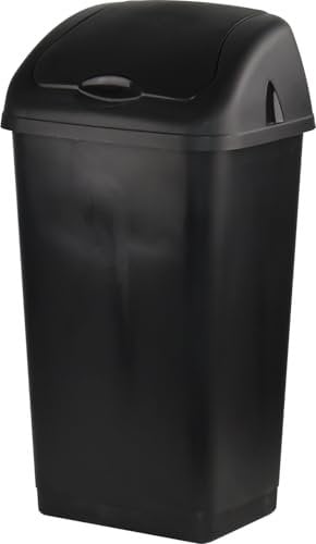 LAVV HOUSEWARES LTD Large 60L Litres Plastic Swing Bin Dust bin 39 x 33 x 74cm (Black)