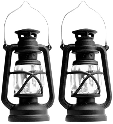 Abaodam 2St Mini-Petroleumlampe Campinglampe warmes licht Kerosinlampe Miniatur-Puppenhauszubehör Puppenhaus-LED-Laterne Miniatur-Hurrikan-Laterne Miniatur-LED-Laterne Black