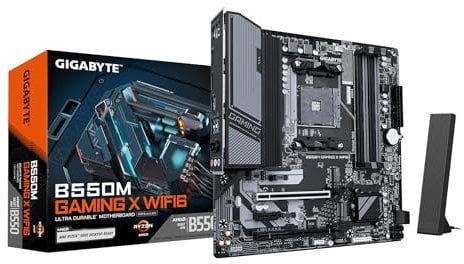GIGABYTE B550M GAMING X WIFI6 Motherboard - AMD Ryzen 5000 CPUs, 5+3 Phases VRM, up to 3200MHz DDR4, 1xPCIe 4.0 + 1xPCIe 3.0 M.2, Wi-Fi 6, 1GbE LAN, USB 3.2 Gen 1