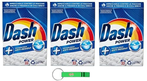3x Dash Power Detersivo Lavatrice In Polvere, Waschmaschinen-Waschmittel Pulver, Anti-Rückstands-Technologie, 23 Waschgänge 1150G + Beni Culinari Kostenloser Schlüsselanhänger