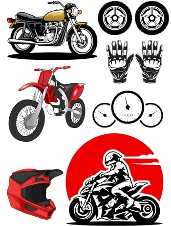 Edible print A4 Motorbike Biker theme Cake topper set cake decorations Wafer Card NOT-PRECUT -Birthday
