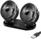 KUWUNG Ventilatore Auto USB, 360° Girevole Doppia Testa Ventilatore per Auto, Ventilatore Camper con 3 Velocità, Doppia Testa Ventilatore USB per Auto, Camper, Casa, Ufficio, Campeggio