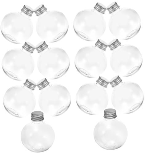 ULTECHNOVO 25pièces Lot de Bouteilles Rondes Transparentes Plastique Forme Ampoule pour Décoration Rangement Et Artisanat Bouchon Couleur Aléatoire