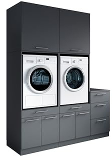 Laundreezy Waschraum Komplett-Set Modulares Schranksystem Anthrazit