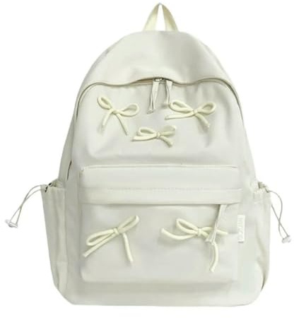 Gyios Rucksack Damen Teen Girls Schöne Bögen Laptop Japanische Schüler Lässig Große Kapazität Schulbuchtbucht Frauen Reisen Rucksack-Weiss