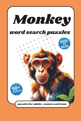 monkey wordsearch Puzzles Book:: puzzle for adults , seniors and teens with Easy to Read Print about monkeys, and More