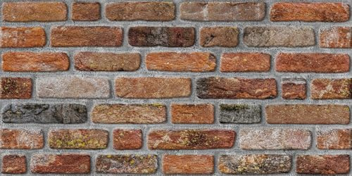 Wandverkleidung Steinoptik | 100 x 50 cm | 3D Wandpaneele Backstein Barock Klinker Rot-Braun Mix | EPS Styropor Verblender | Für Innenbereich | B002
