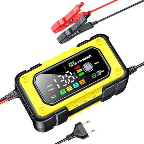jamgeery Chargeurs De Batterie De Voiture - Chargeur de Batterie 12V 7A pour Voiture,Gadget de Charge avec Écran LCD Couleur pour Automobile Camion Moto Bateau Maritime Extérieur Garage,Utilisation en