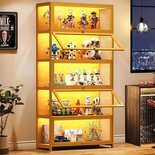 Scribora Anzeigeschrank mit Acrylglastür, 5 Tier Curio Display Case, Sammlerstücke Spielzeug Organisatoren Rack & Display Regal, Kinder Bücherregal für Schlafzimmer, Lese Nook, Kleinkinderzimmer
