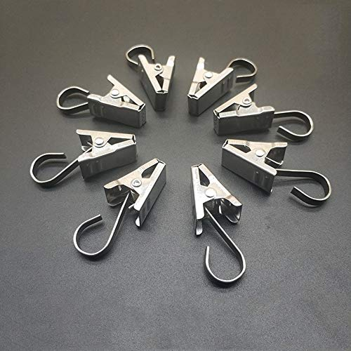 Coideal Edelstahl Vorhang Clips Klammer mit Haken, 25 Stück Vorhang Clips Metall Gardinenhaken mit Klammer für Fotos Home Dekoration Outdoor (Silber)