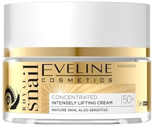 Eveline Cosmetics Royal Snail Intensiv Lifting Gesichtscreme 50+ - Anti-Falten & Straffende Feuchtigkeitscreme mit Schneckenschleim und Soja-Isoflavonen für reife Haut, 50ml