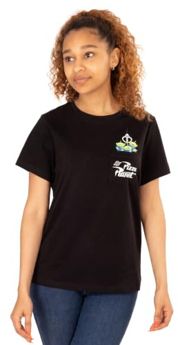 Toy Story Alien The Claw Pizza Plant Pocket Front Disney Ladies Black T-Shirt