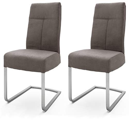 Robas Lund Esszimmerstühle 2er Set Braun, Schwingstuhl Esszimmerstuhl mit Taschenfederkern, Stuhl Talena