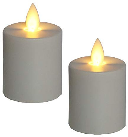 LED Votivkerzen 2 Stück weiß/elfenbein Timer Batteriebetrieb Flammenoptik