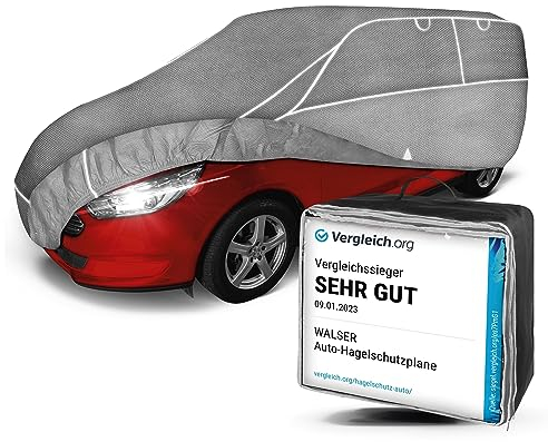 WALSER Premium Hagelschutz Abdeckplane Auto, Auszeichnung Sehr Gut* Auto Hagelschutzplane, TÜV geprüfte* Autogarage Abdeckung, Abdeckplane Auto Hybrid UV Protect, Abdeckung Auto Größe 9 SUV/Van
