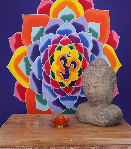 GURU SHOP Wandbehang, Wandtuch, Wandbild, Batiktuch - Om im Lotus, Synthetisch, 110x95x0,2 cm