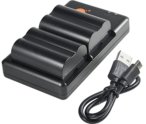 DSTE PS-BLM1 BLM-1 (2 pièces) Batterie rechargeable de rechange et double chargeur compatible avec Olympus C-5060 C-7070 C-8080,E-1 E-3 E-30 E-520, EVOLT E-300 E-330 E-500 E-510 Appareil photo, etc