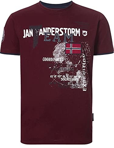 Jan Vanderstorm Herren T-Shirt Sölve dunkelrot, 4XL (XXXXL) - 68/70