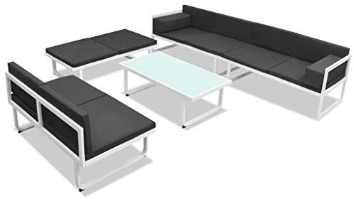 Susany 5-TLG.Garten-Lounge-Set Gartensofa-Garnitur Sofa-Set-Gartengarnitur Lounge Sitzgarnitur Gartensofa 2-Sitzer-Sofa-Lounge Esstisch Gartenmöbel-Set Sofa Garnitur Couch-Eck