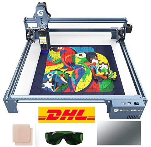 SCULPFUN S9 incisione laser - 90W Effetto Incisore Laser, Incisore Laser CNC 15mm Macchina Taglio Laser, Messa a Fuoco Precisa, Tutto Metallo, per Vetro, Pelle, Acrilico, Ceramica 410 * 420mm