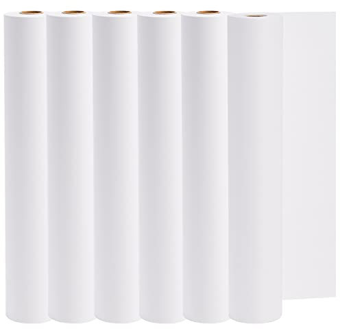 SOUJOY 6 Stück Staffelei-Papierrolle, 30,5 cm x 2,5 m, Kinder-Zeichenpapierrolle, weiß, recycelbar, Kunst und Handwerk, Bondpapier für Farben, Wandmontage, Notizstation