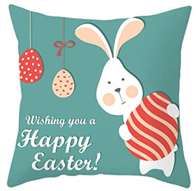 JFJLETY 45 cm Osterhasen-Kissenbezug Kranz Eier Kaninchen Kissenbezug Sofakissen Osterdekoration für Zuhause Ostern Party Favor Geschenke-TPR248-32