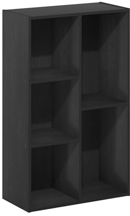 Furinno Luder Regal ohne Werkzeug, 5 Würfel, Schwarzholz, Schwarzes Holz