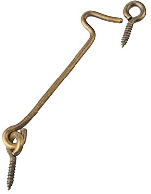 Haken und Ösenriegel 20 cm Retro Kabinenhaken außen massives Messing Türhaken Riegel Fensterschrank Riegel für Tür Tor Fenster Schrank Schuppen Bronze