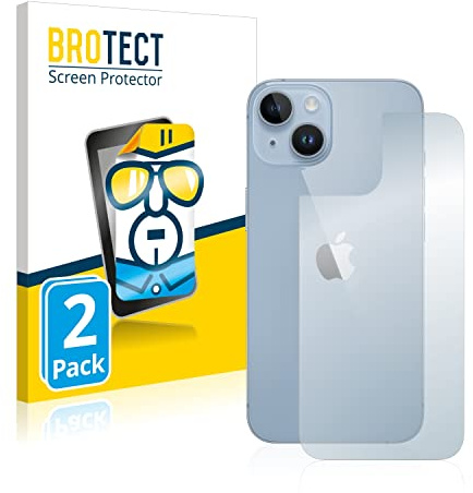 BROTECT Schutzfolie für Apple iPhone 14 | (Rückseite) 2 Stück Transparenter Displayschutz Made in Germany Klare Displayschutz-Folie Clear Einfache Montage
