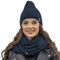 VIVISENCE Trendiger Damen Winter Set Aus Mütze Und Loop-Schal Mit Wärmendem Garn Und Antistatischen Eigenschaften Perfekte Passform Für Kalte Wintertage Bequem Und Stilvoll, Dunkelblau,Einheitsgröße