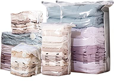 Vakuumbeutel für Kleidung Bettdecken Reise, 6 Stück (3*großen, 3*mittleren) Vakuum Kompressionsbeutel Aufbewahrungsbeutel Kleiderbeutel für Bettwäsche Kissen(Cupe)