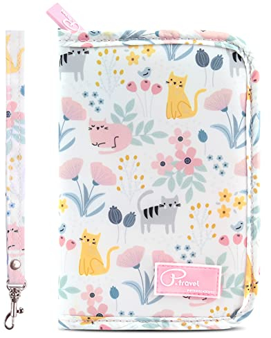 Dizdvizd Porta Passaporto da Viaggio, Custodia Portafoglio Cover per Passaporti, Carte d'Identità, Carte di Credito, Monete, Banconote e altri Documenti da Viaggio - Cat